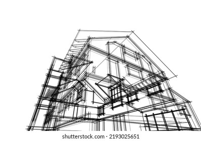 Modern architecture vector 3d illustration