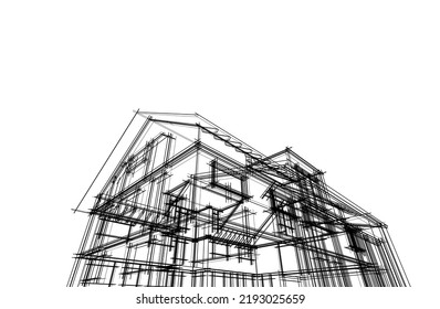 Modern architecture vector 3d illustration