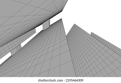 Ilustración vectorial 3d de arquitectura moderna