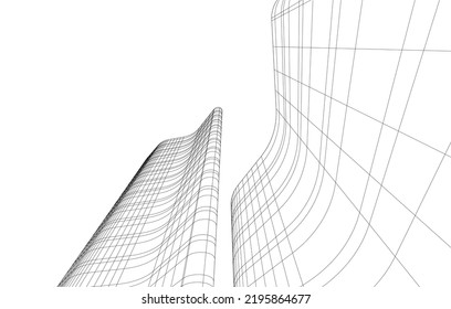 Ilustración vectorial 3d de arquitectura moderna