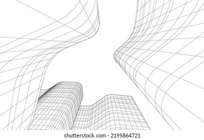 Ilustración vectorial 3d de arquitectura moderna