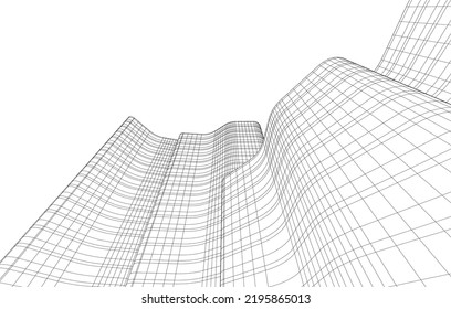 Ilustración vectorial 3d de arquitectura moderna