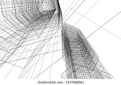 Modern architecture vector 3d illustration