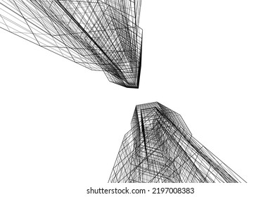 Modern architecture vector 3d illustration
