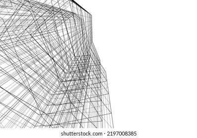 Ilustración vectorial 3d de arquitectura moderna