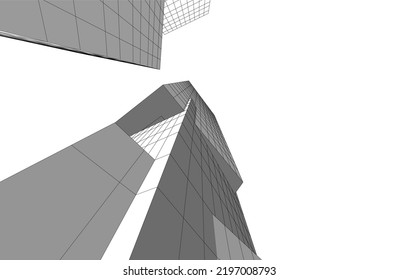 Ilustración vectorial 3d de arquitectura moderna