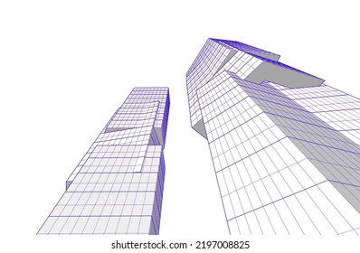 Ilustración vectorial 3d de arquitectura moderna