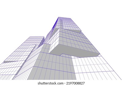 Ilustración vectorial 3d de arquitectura moderna