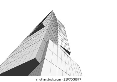 Ilustración vectorial 3d de arquitectura moderna