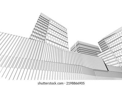 Modern architecture vector 3d illustration