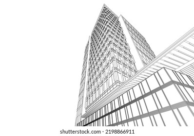 Ilustración vectorial 3d de arquitectura moderna