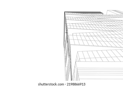 Ilustración vectorial 3d de arquitectura moderna