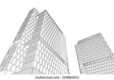 Ilustración vectorial 3d de arquitectura moderna