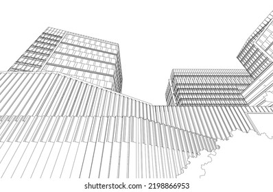 Modern architecture vector 3d illustration