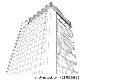 Ilustración vectorial 3d de arquitectura moderna