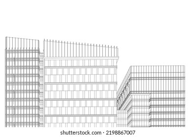 Modern architecture vector 3d illustration