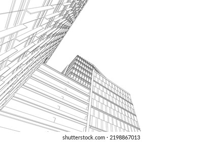 Ilustración vectorial 3d de arquitectura moderna