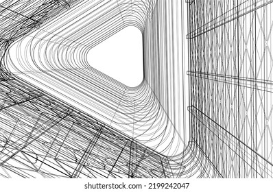 Ilustración vectorial 3d de arquitectura moderna