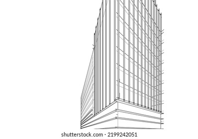 Ilustración vectorial 3d de arquitectura moderna