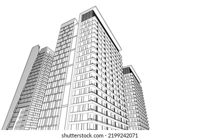 Modern architecture vector 3d illustration