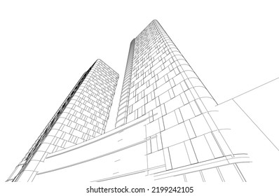 Modern architecture vector 3d illustration