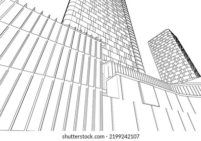 Modern architecture vector 3d illustration