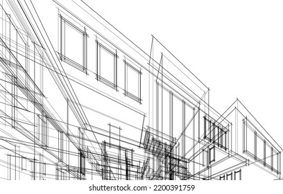 Ilustración vectorial 3d de arquitectura moderna