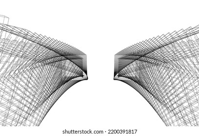 Ilustración vectorial 3d de arquitectura moderna