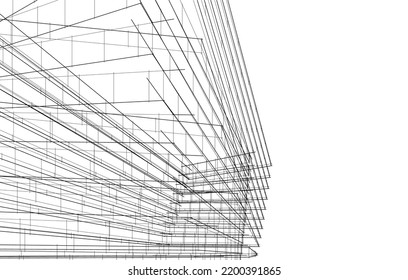 Ilustración vectorial 3d de arquitectura moderna