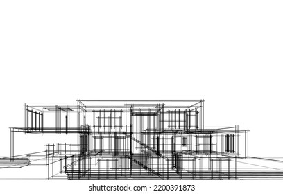 Ilustración vectorial 3d de arquitectura moderna