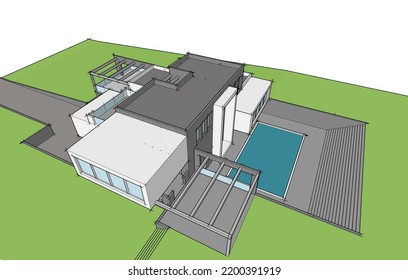Modern architecture vector 3d illustration