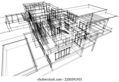 Ilustración vectorial 3d de arquitectura moderna