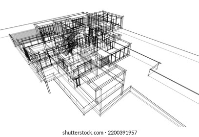 Modern architecture vector 3d illustration