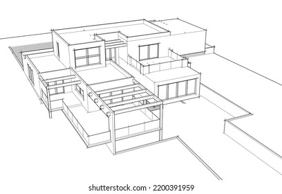 Modern architecture vector 3d illustration