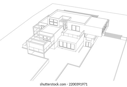 Ilustración vectorial 3d de arquitectura moderna