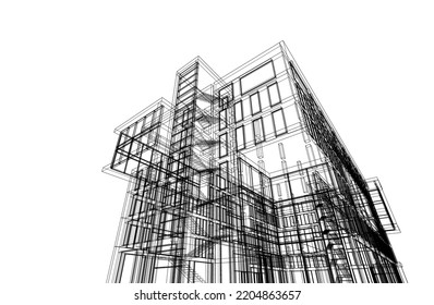 Modern architecture vector 3d illustration