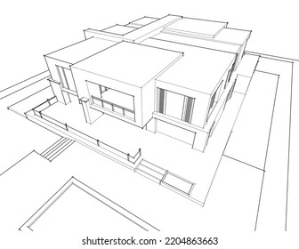 Modern architecture vector 3d illustration