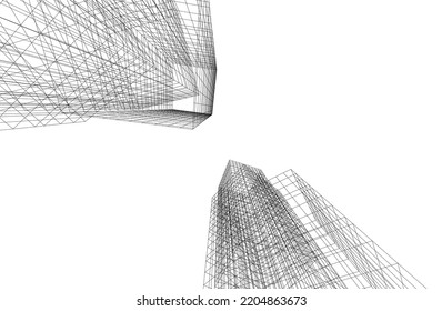 Modern architecture vector 3d illustration