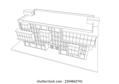 Modern architecture vector 3d illustration