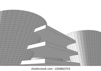 Modern architecture vector 3d illustration