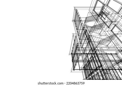 Modern architecture vector 3d illustration