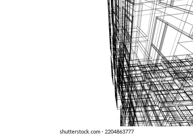 Ilustración vectorial 3d de arquitectura moderna