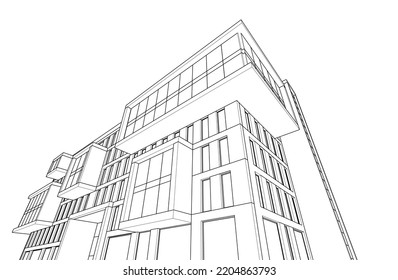 Modern architecture vector 3d illustration