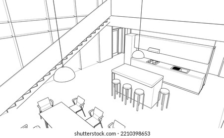 Moderne Architektur, Vektorgrafik 3D