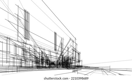 Ilustración vectorial 3d de arquitectura moderna