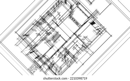 Ilustración vectorial 3d de arquitectura moderna