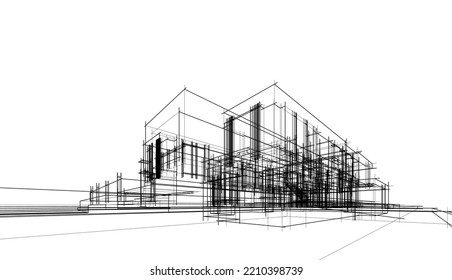 Modern architecture vector 3d illustration