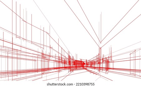Modern architecture vector 3d illustration