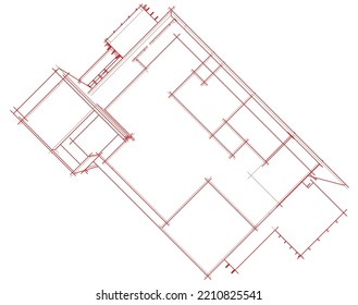 Ilustración vectorial 3d de arquitectura moderna