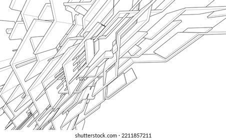 Ilustración vectorial 3d de arquitectura moderna